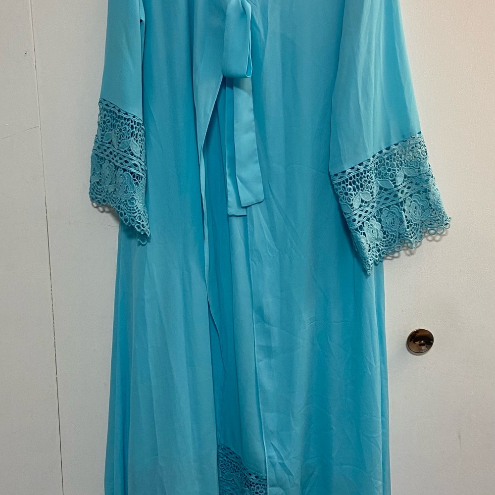 Elegant Blue Lace Trim dress